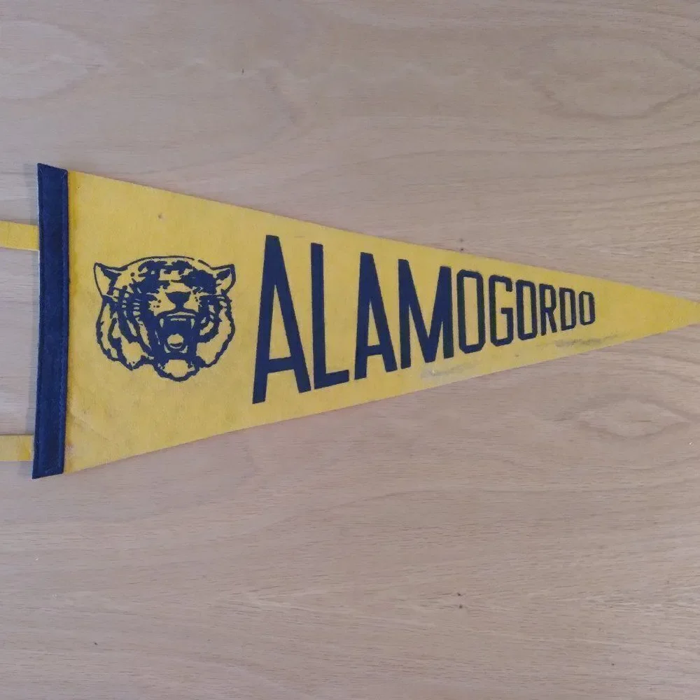 Vintage 60s Alamogordo New Mexico Tiger Pennant Flag